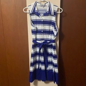 Blue and white striped sailor inspired dress